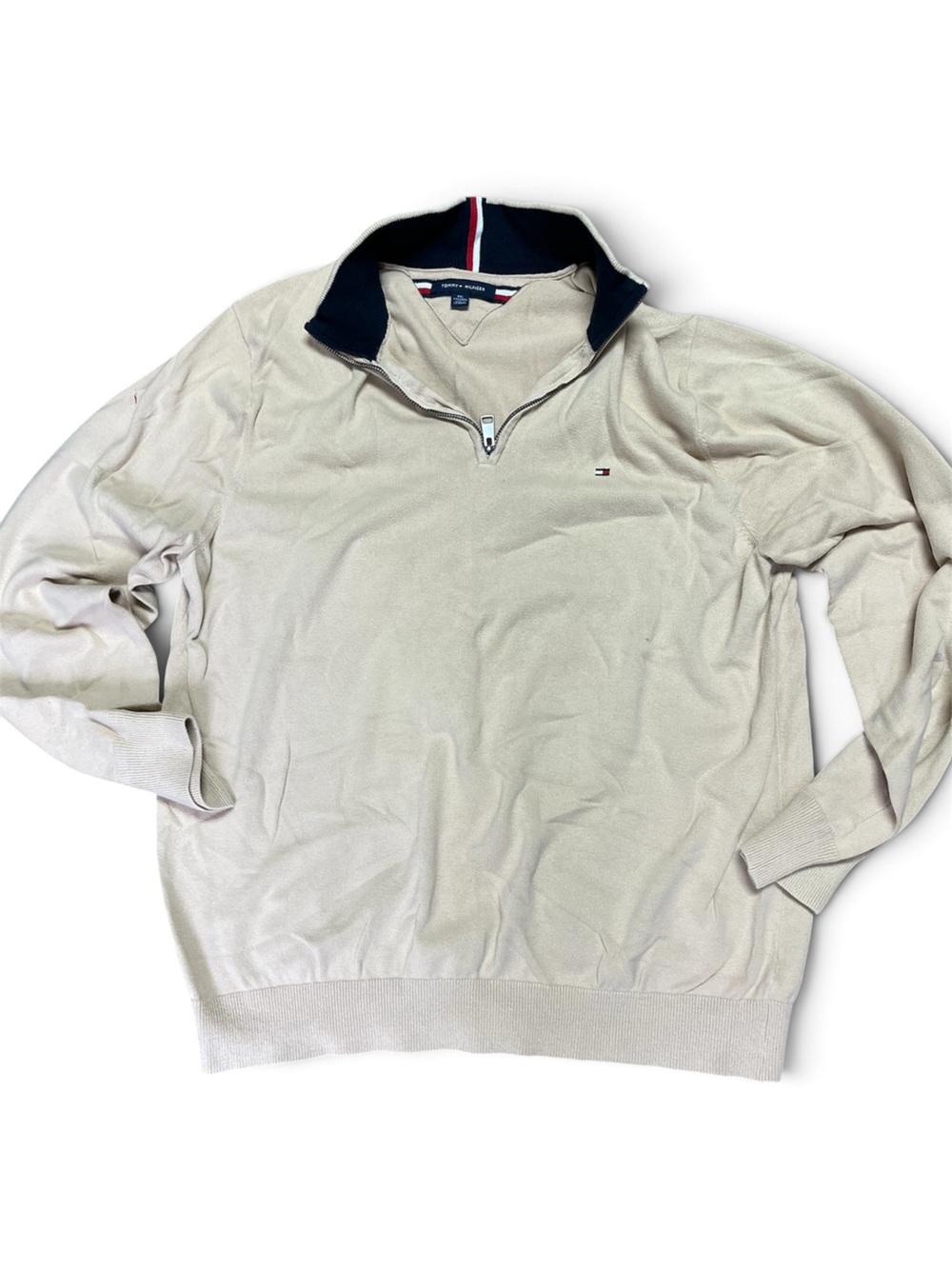 Tommy Hilfiger men’s size 2 XL Beige Half-Zip Sweater